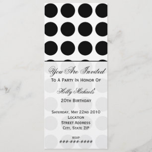 Invitation de la partie noire Polka Dot