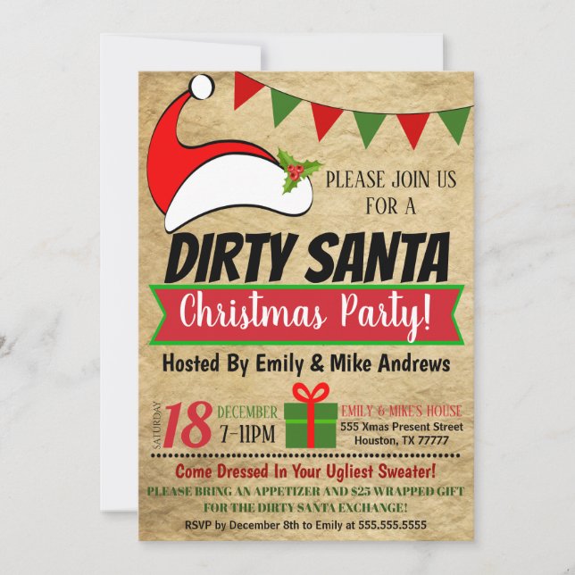 Invitation de la partie Père Noël Exchange (Devant)