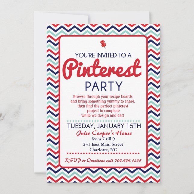 Invitation de la partie Pinterest (Devant)