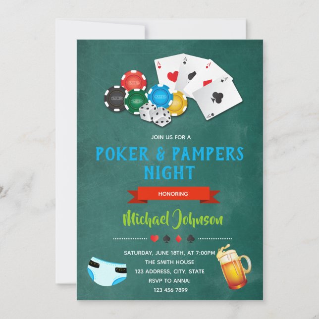 Invitation de la partie poker et couche (Devant)