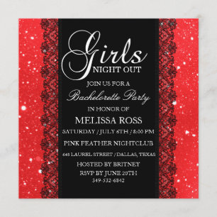 Invitation de la partie Red Sparkle/Lace
