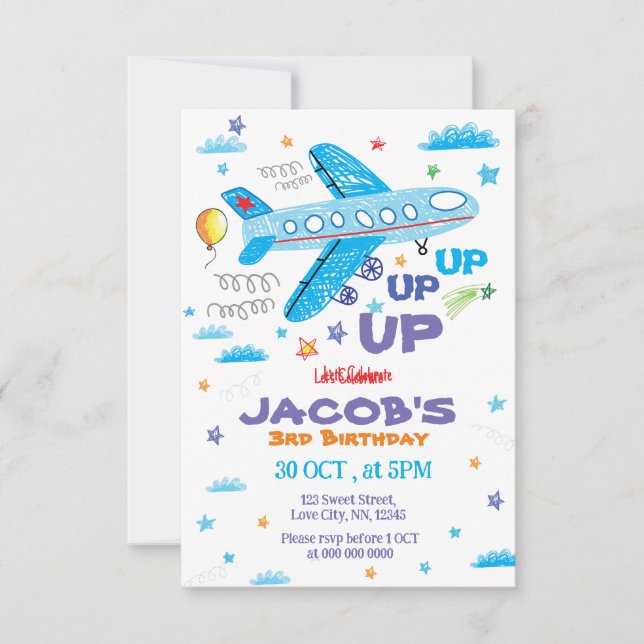 Invitation de la partie tirée à la main de l'avion (Devant)