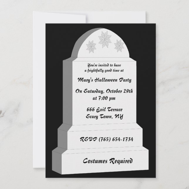 Invitation de la partie Tombstone RIP (Devant)