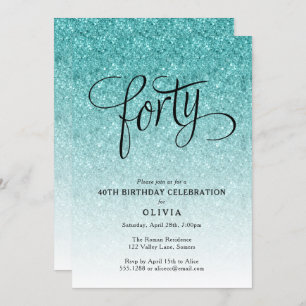 Invitation de la Parties scintillant Blue Ombre 40