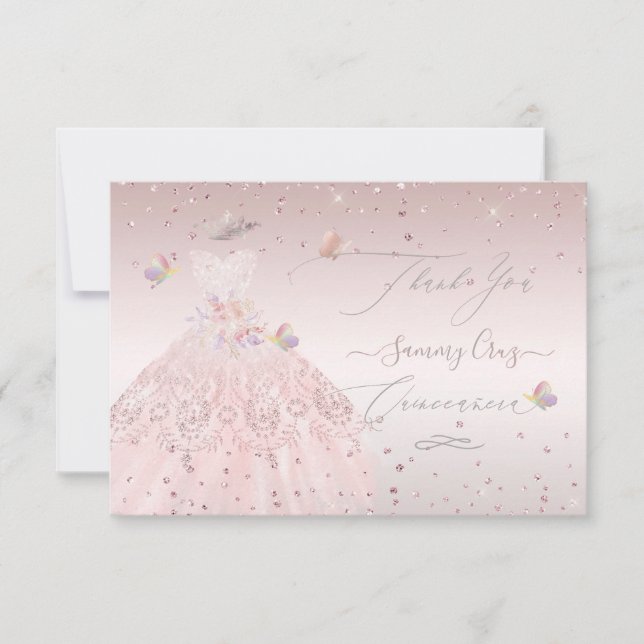 Invitation de la Parties scintillant Blush Merci Q (Devant)