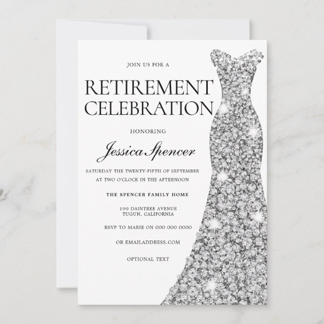 Invitation de la Parties scintillant d'argent pour (Devant)
