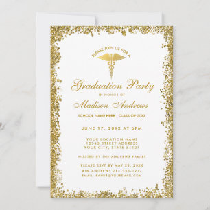 Invitation de la Parties scintillant d'or Médicale