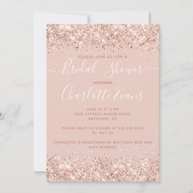 Invitation de la Parties scintillant d'or Rose fil (Devant)