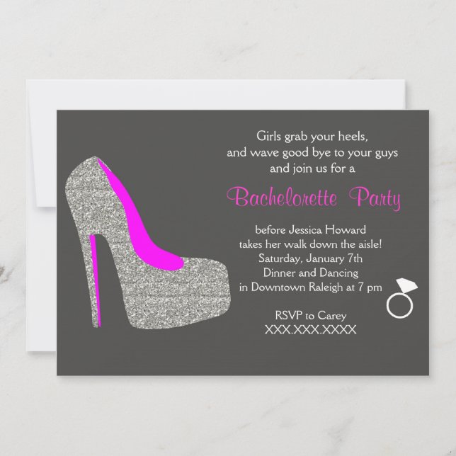 Invitation de la Parties scintillant High Heel Bac (Devant)