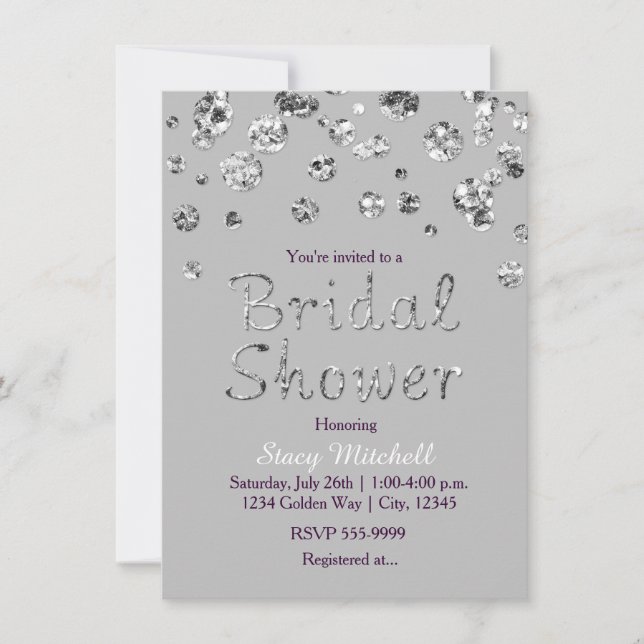 Invitation de la Parties scintillant nuptiale gris (Devant)
