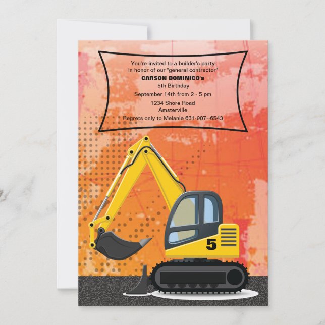 Invitation de la pelle rétro du constructeur (Devant)