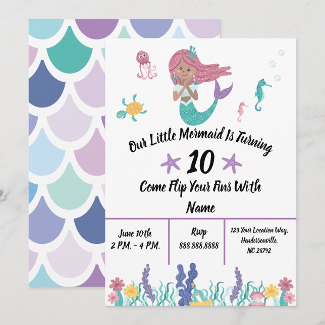 Invitation de la petite sirène (Devant / Derrière)