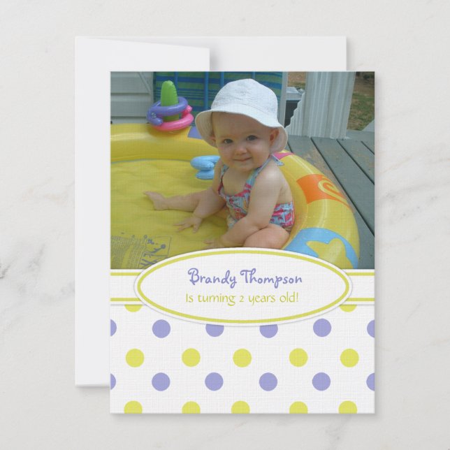 Invitation de la Polka Dot Party Purple & Yellow (Devant)