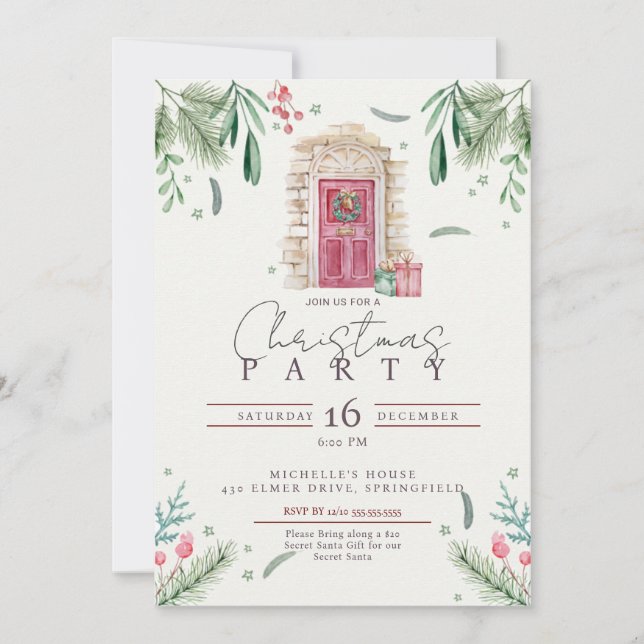 Invitation de la porte de la fête de Noël (Devant)