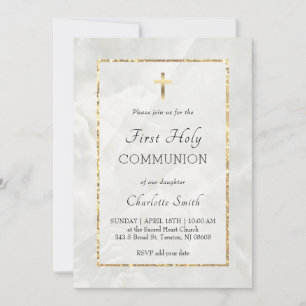 Invitation de la première communion en marbre blan