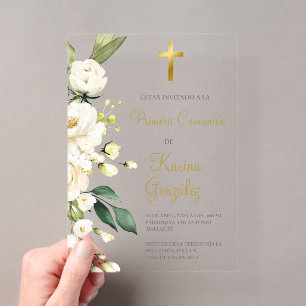 Invitation de la première communion espagnole flor