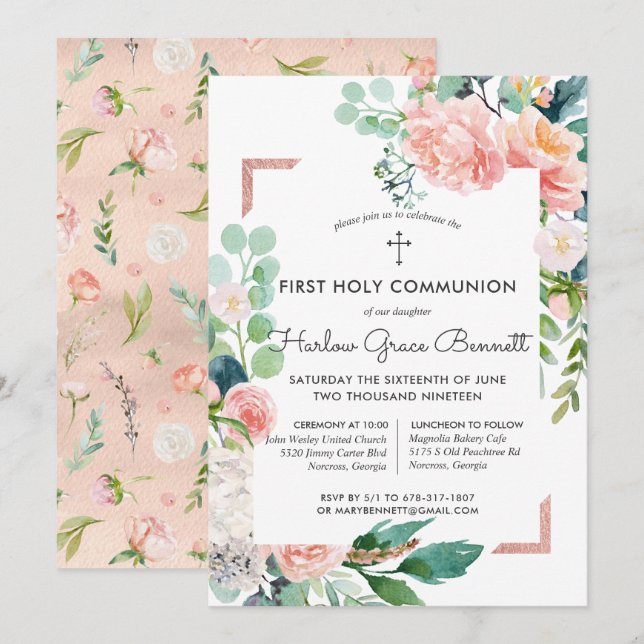 Invitation de la première communion florale d'été (Devant / Derrière)