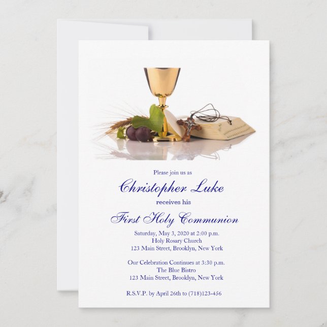 Invitation de la première communion moderne et élé (Devant)