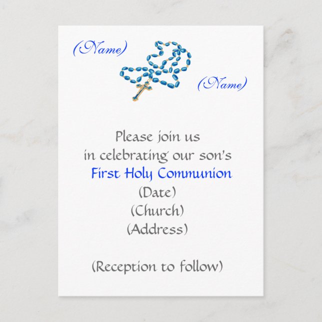 Invitation de la première communion Sainte-Bleue R (Devant)