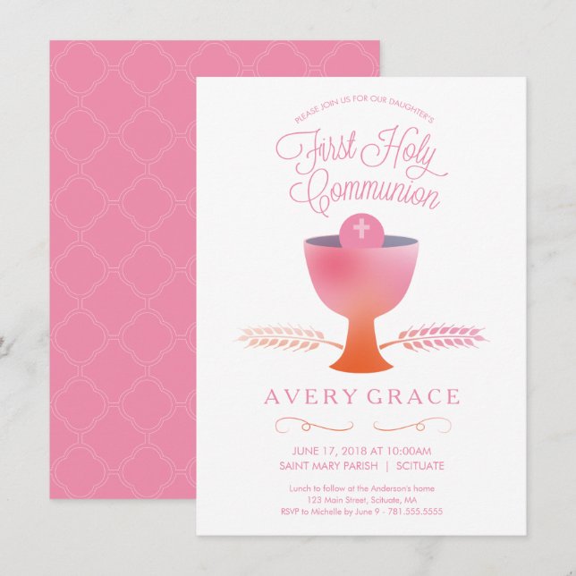 Invitation de la première sainte communion - Invit (Devant / Derrière)