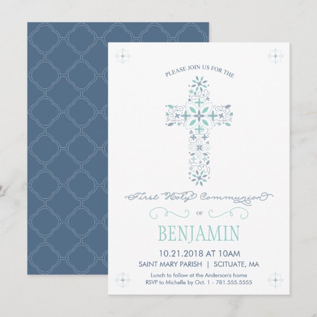 Invitation de la première sainte communion - Invit (Devant / Derrière)