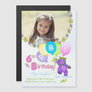 Invitation de la Princess Bear Custom 6th Birthday