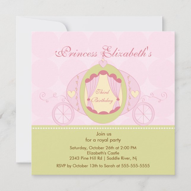 Invitation de la Princess Birthday Party (Devant)
