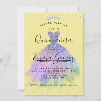 Invitation de la Quinceanera de poussière de diama