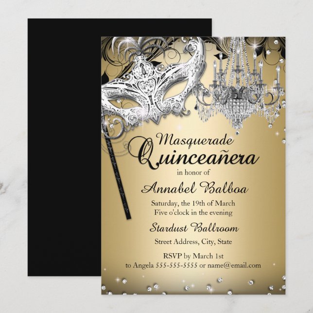 Invitation de la Quinceanera or Masquerade de lust (Devant / Derrière)