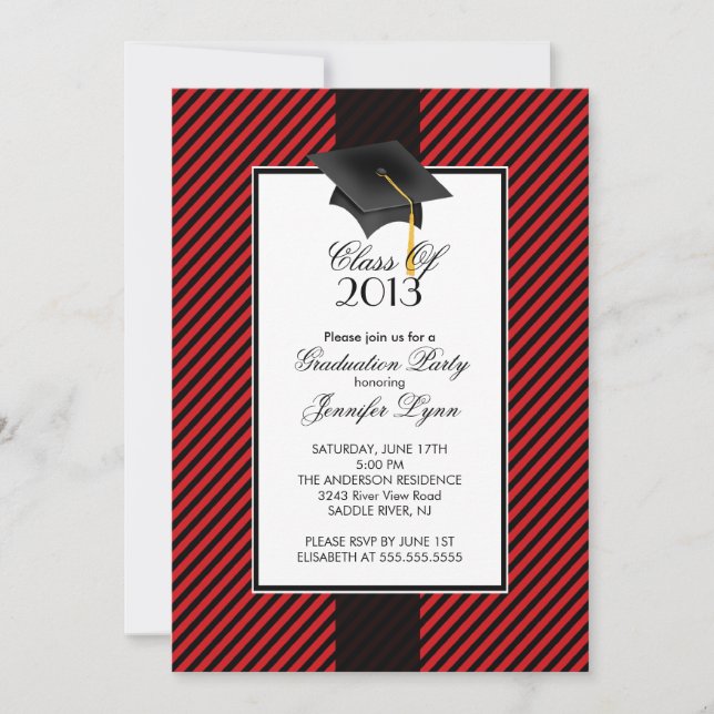 Invitation de la Red Stripe Graduation Party (Devant)