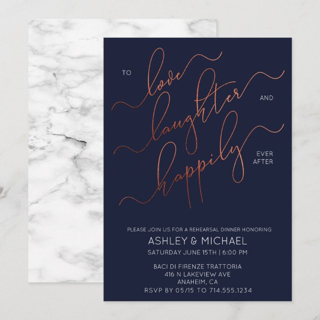 Invitation de la répétition de marbre en cuivre bl (Devant / Derrière)