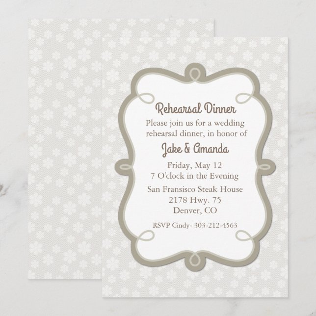 Invitation de la répétition du Mariage ivoire et é (Devant / Derrière)
