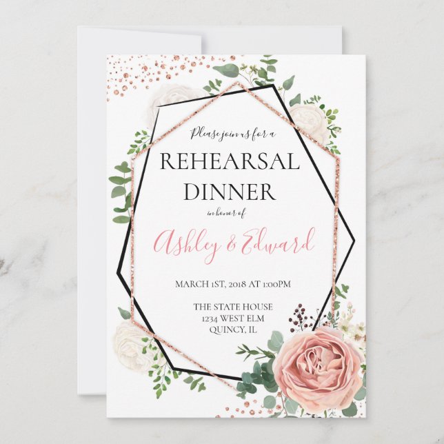 Invitation de la répétition géométrique ModernRose (Devant)