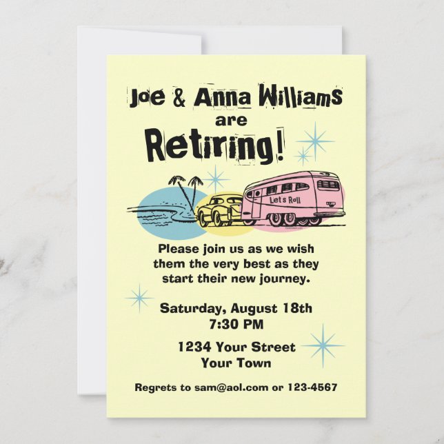 Invitation de la Retro Trailer Retirement Party (Devant)