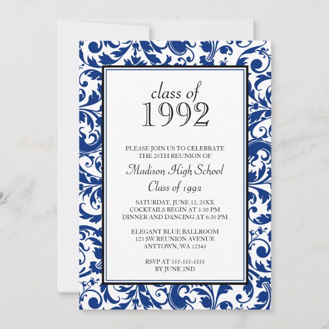 Invitation de la Réunion de classe de damassé de (Devant)