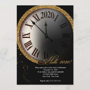 Invitation de la Saint Sylvestre Noire et Or