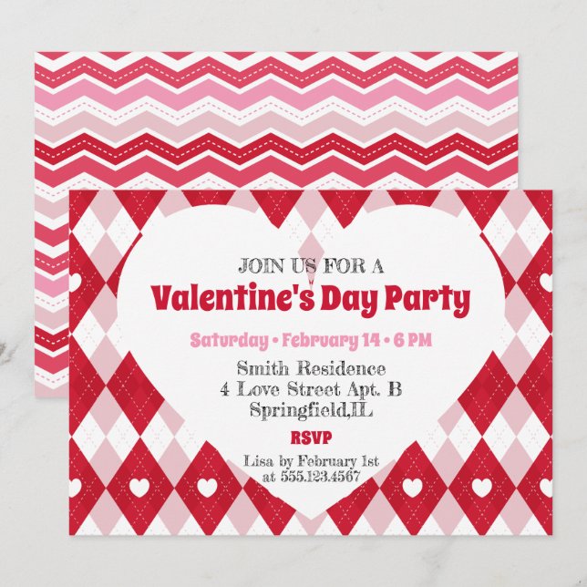 Invitation de la Saint Valentin (Devant / Derrière)