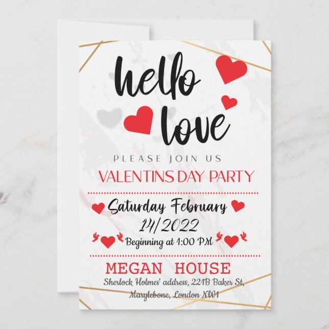 Invitation de la Saint Valentin (Devant)