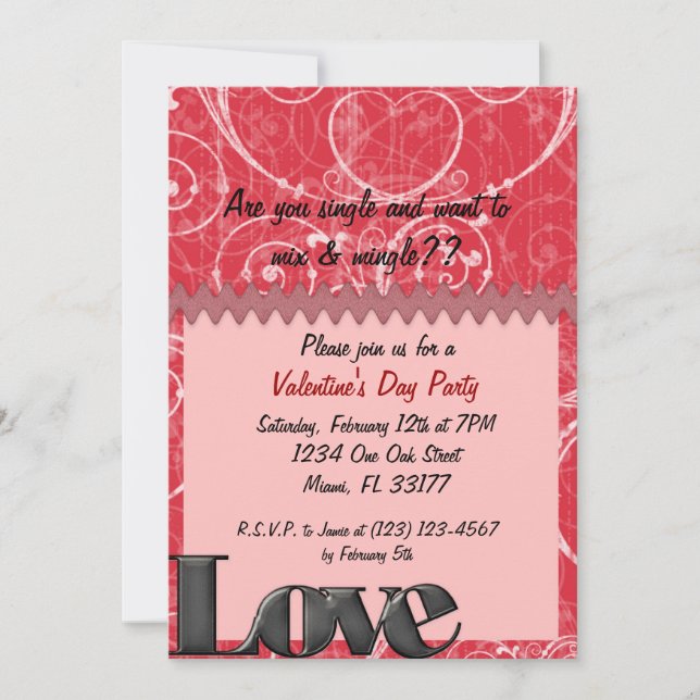 Invitation de la Saint Valentin (Devant)