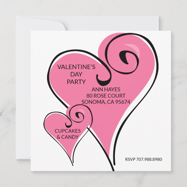 Invitation de la Saint-Valentin à la fête des Coeu (Devant)