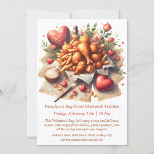Invitation de la Saint-Valentin au poulet frit et 