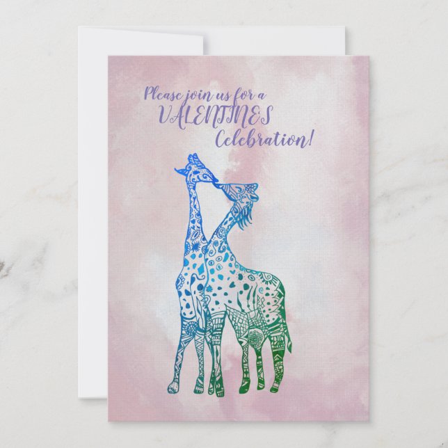 Invitation de la Saint Valentin Giraffes Art (Devant)