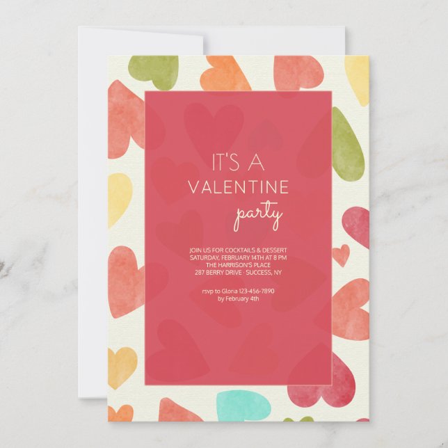 Invitation de la Saint-Valentin Motif d'amour (Devant)