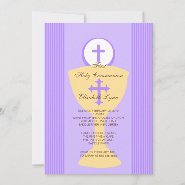 Invitation de la Sainte Communion Chalice Girl Pur (Devant)