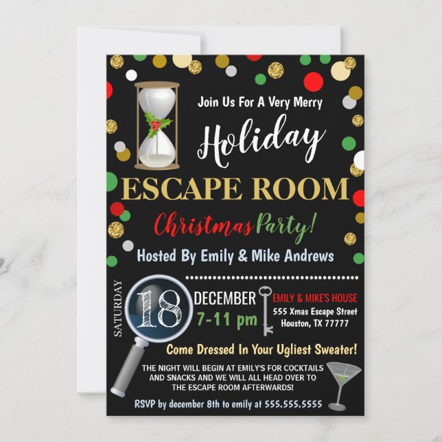Invitation de la salle d'évasion de Noël (Devant)