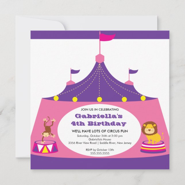 Invitation de la soirée Anniversaire de enfant de  (Devant)