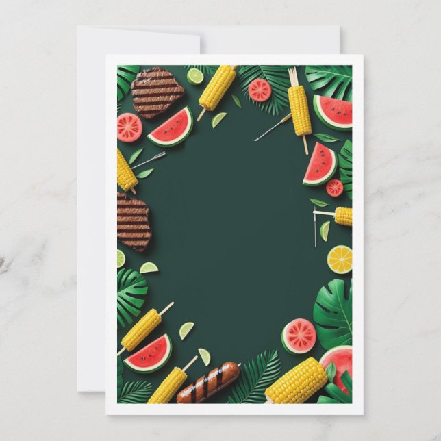 Invitation de la soirée barbecue d'été tropicale (Dos)