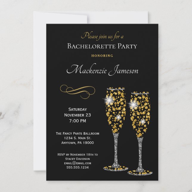 Invitation de la soirée Champagne Black Bacheloret (Devant)