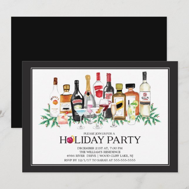 Invitation de la soirée Cocktail de vacances moder (Devant / Derrière)