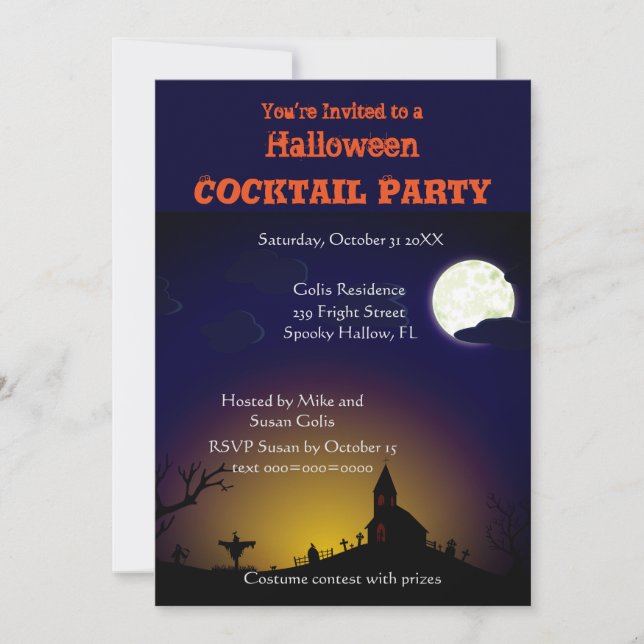 Invitation de la soirée Cocktail Halloween éffraya (Devant)